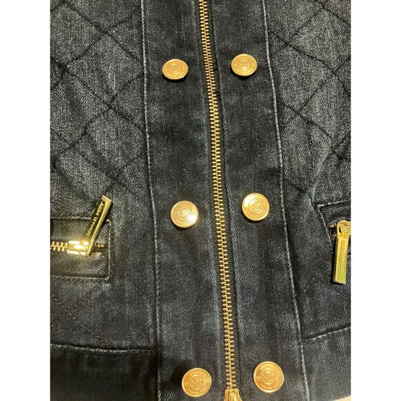 Michael Kors Quilted Denim Jacket with Gold Accents – Size XS - Picture 2 of 12